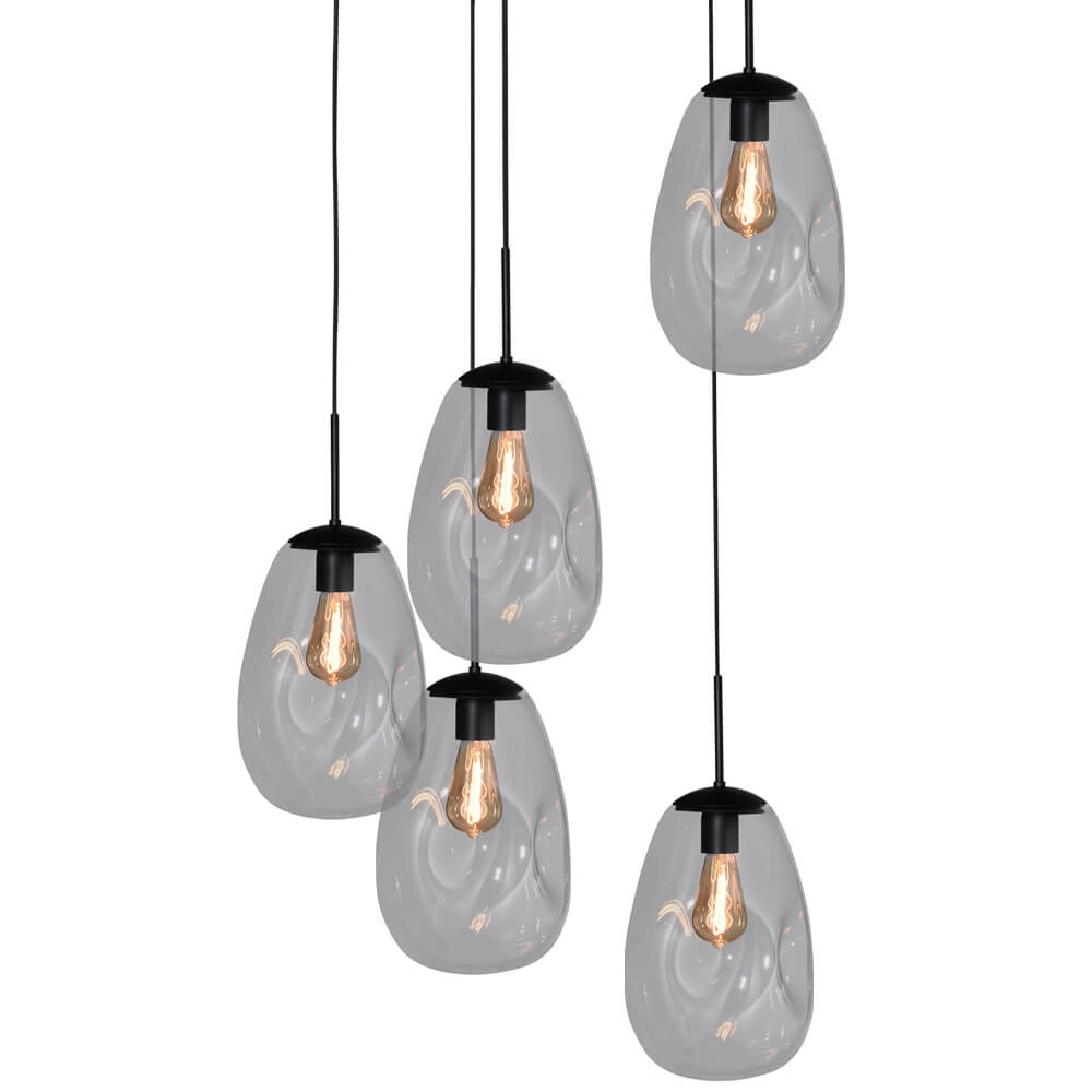 Vide hanglamp Lava 5x helder glas Ø 22,5cm Masterlight 8718121286501