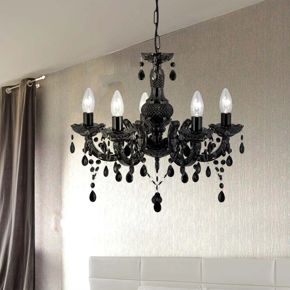 Zwarte kroonluchter Marie Therese Searchlight 5053423009155