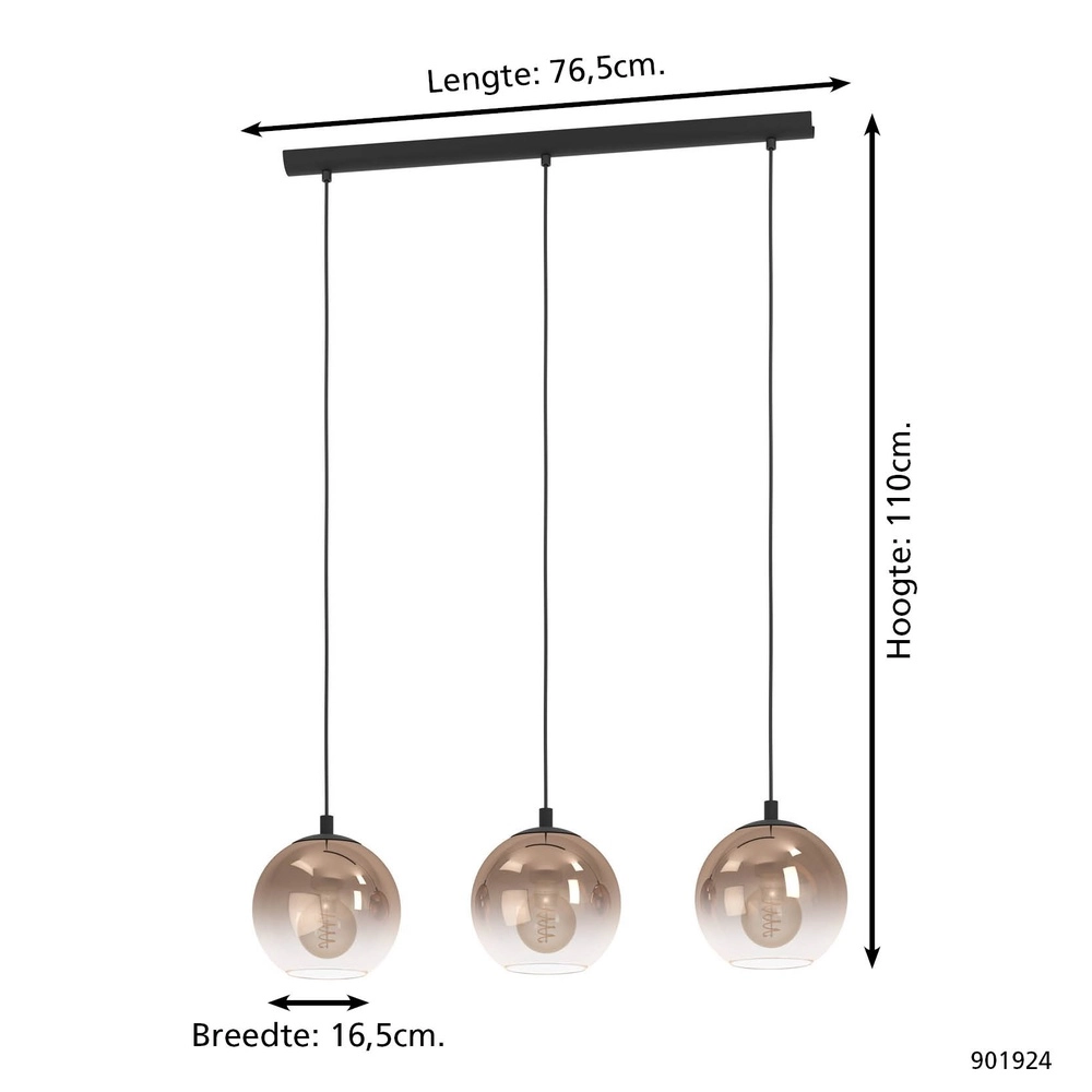 Hanglamp Ariscani 1 3-lichts zwart Eglo 9008606358052