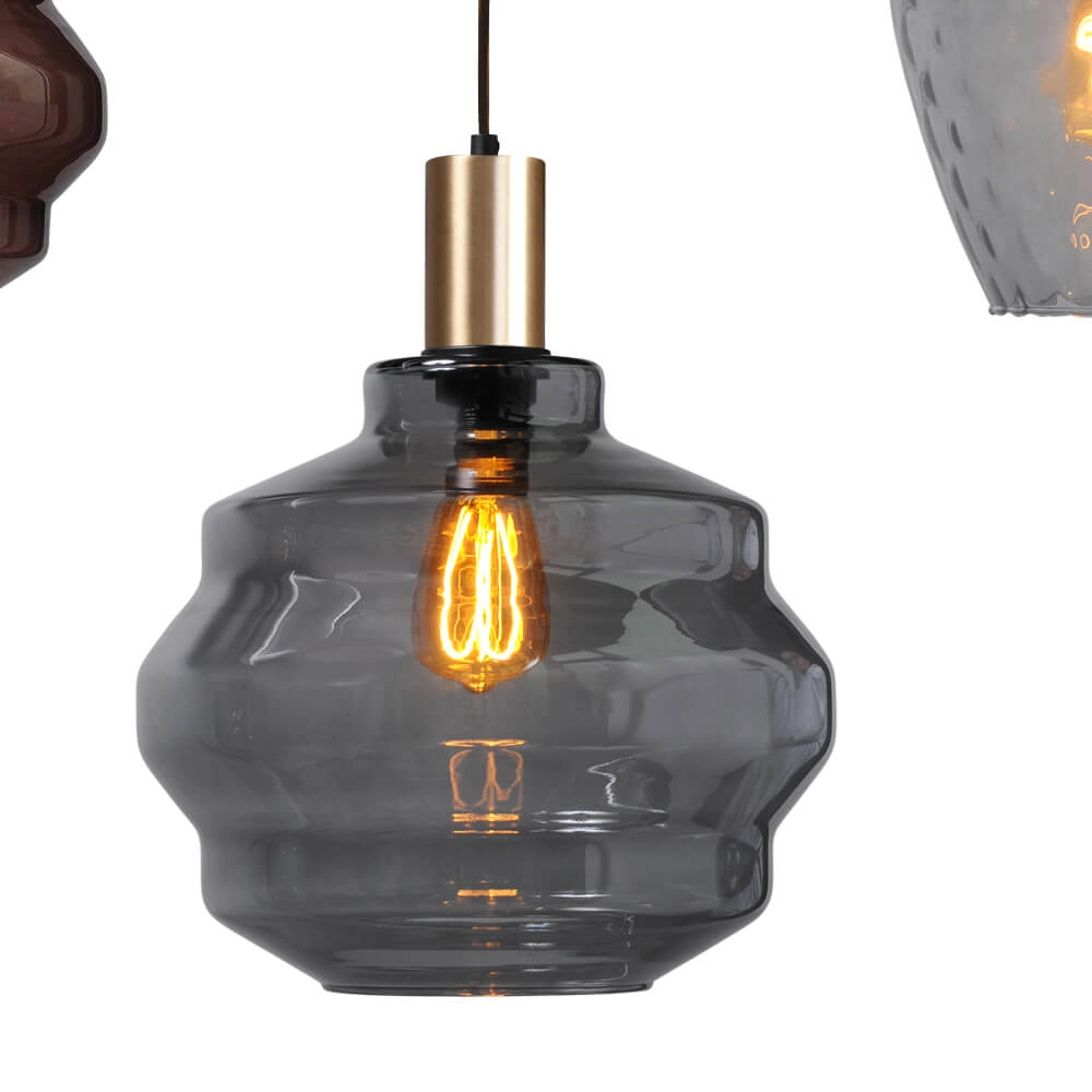 5-lichts hanglamp - goud - Porto met verschillende glazen Masterlight 8718121270401