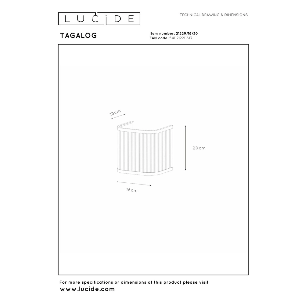 Wandlamp Tagalog zwart Lucide 5411212211613