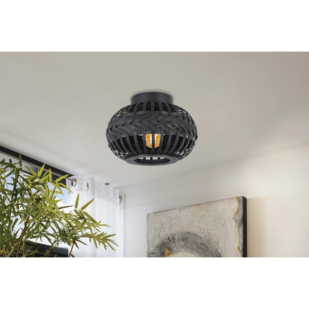 Zwarte plafondlamp Towcester Ø 26cm - hout Eglo 9002759439118