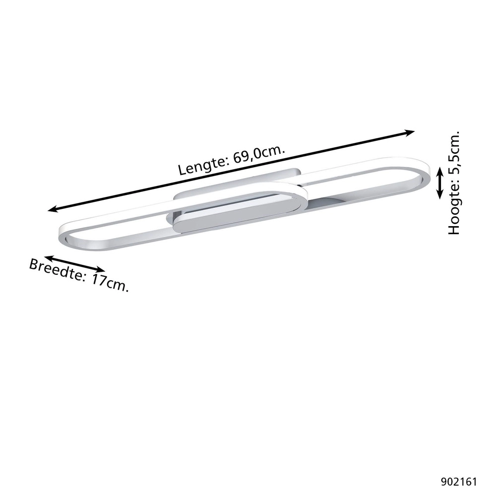 Strakke plafondlamp Conivarena chroom Eglo 9008606357123