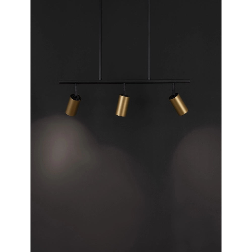 Hanglamp Pogno 3-lichts zwart met goud recht Lyora 5212017440662