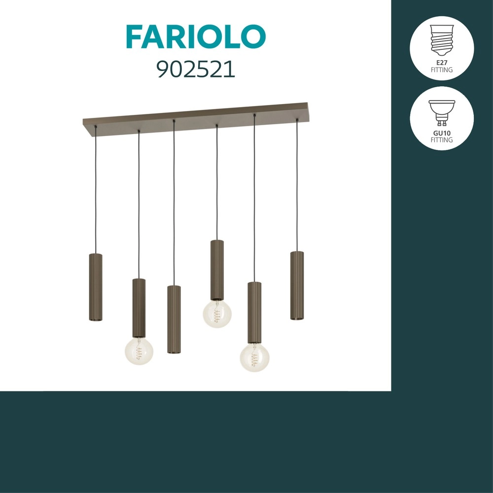 Design hanglamp Fariolo 6-lichts brons recht Eglo 9008606391622