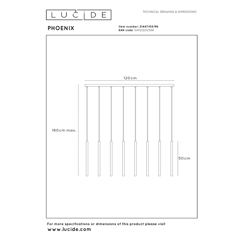 Design hanglamp Phoenix 8-lichts Lucide Vibes 5411212212368