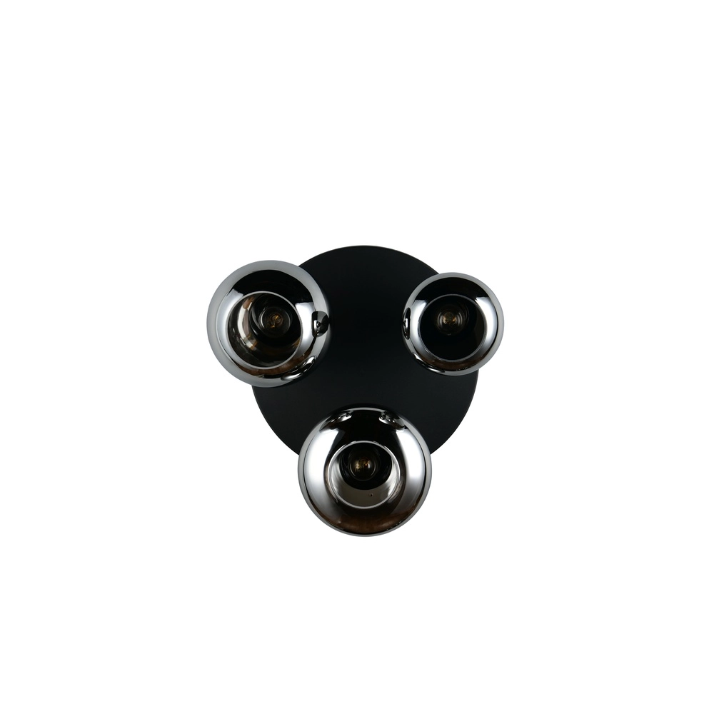 3-lichts plafondlamp Lumina zwart met smoke glas Trio 4017807663167