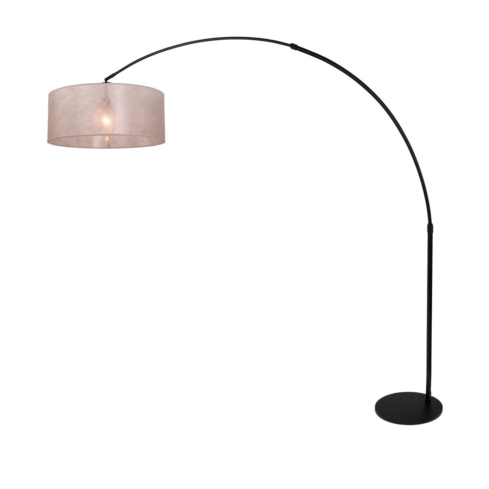 Booglamp Stresa zwart met zilver sizoflor kap Booglamp Stresa zwart met zilver sizoflor kap