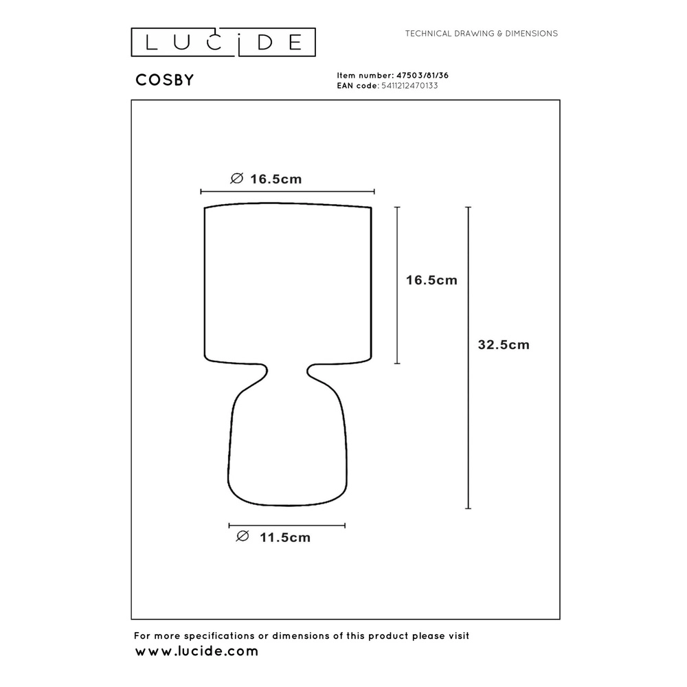Schemerlampje Cosby grijs Lucide 5411212470133