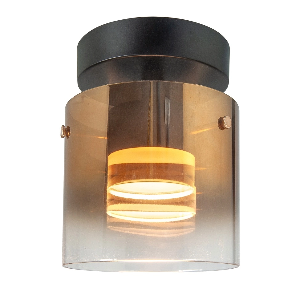 Plafondlamp Salerno zwart met goud glas