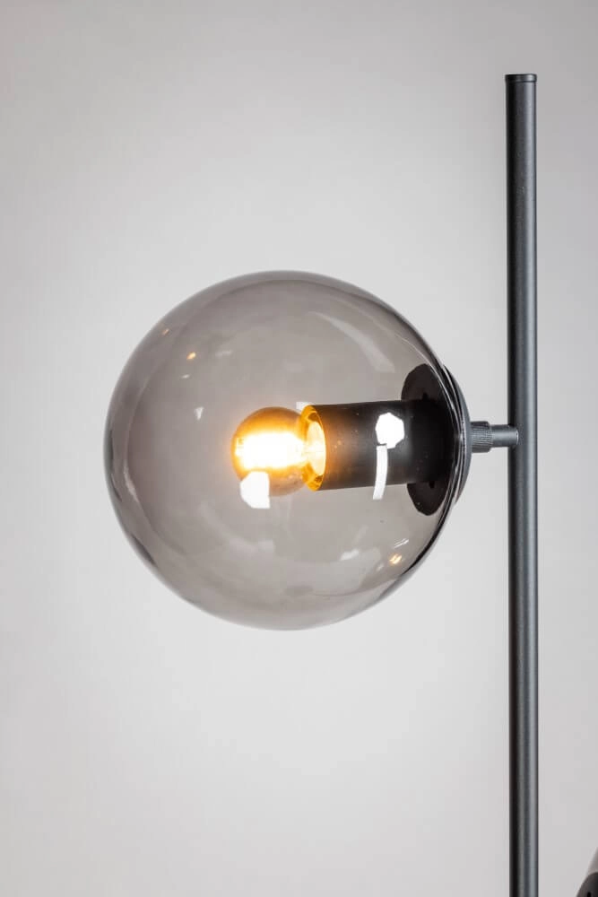 Design vloerlamp Davina 2-lichts zwart met smoke glas ETH 8720195302759