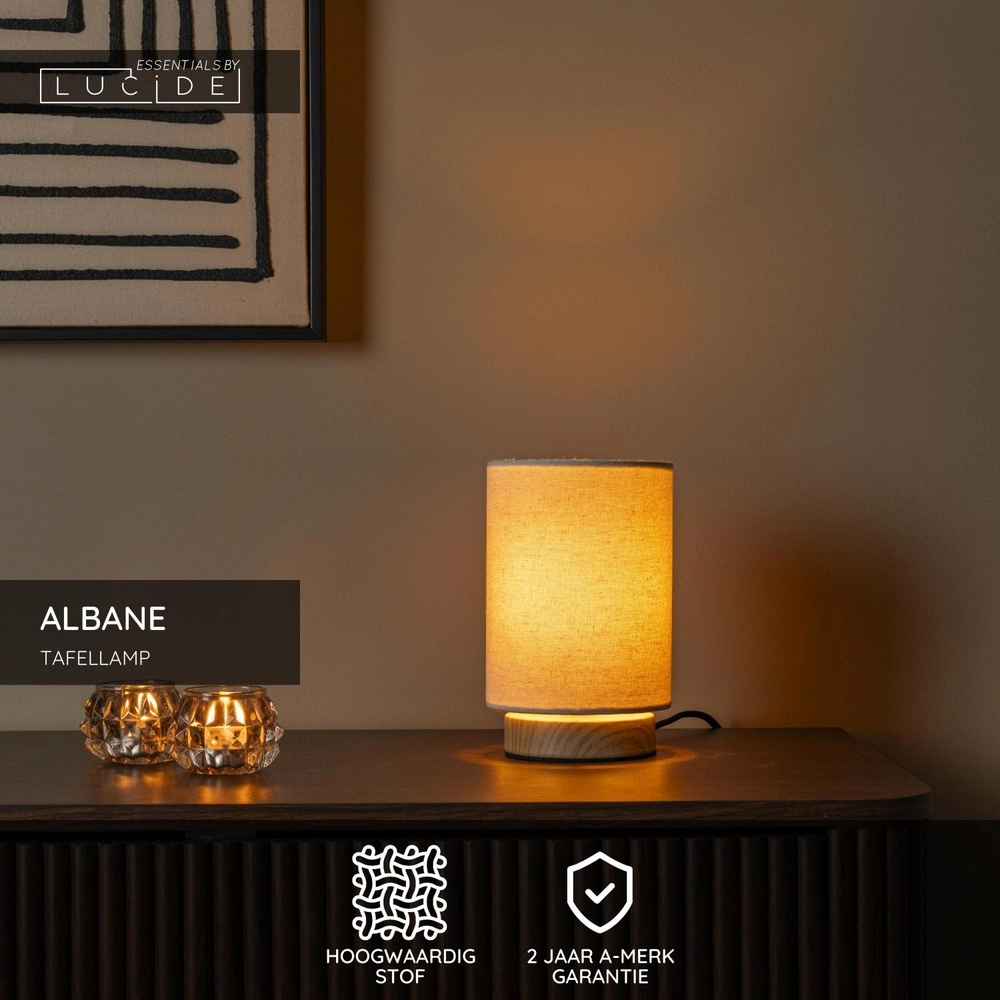 Schemerlamp Albane licht hout Ø 12cm Lucide 5411212061669