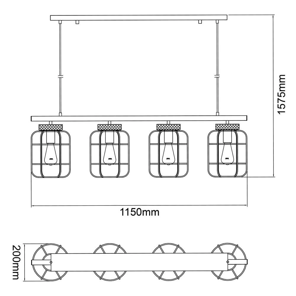 Eetkamer hanglamp Gwen 4-lichts Brilliant 4004353411687