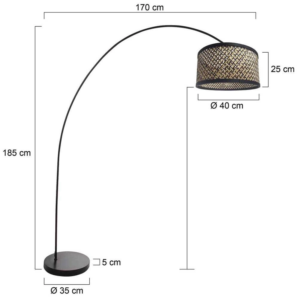 Booglamp Solva zwart met bamboe kap Steinhauer 8712746172386