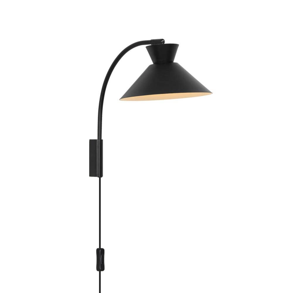 Strakke wandlamp Dial zwart
