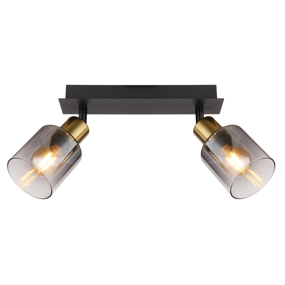 2-lichts plafondlamp Hollsy zwart met smoke glas Globo 9007371445851