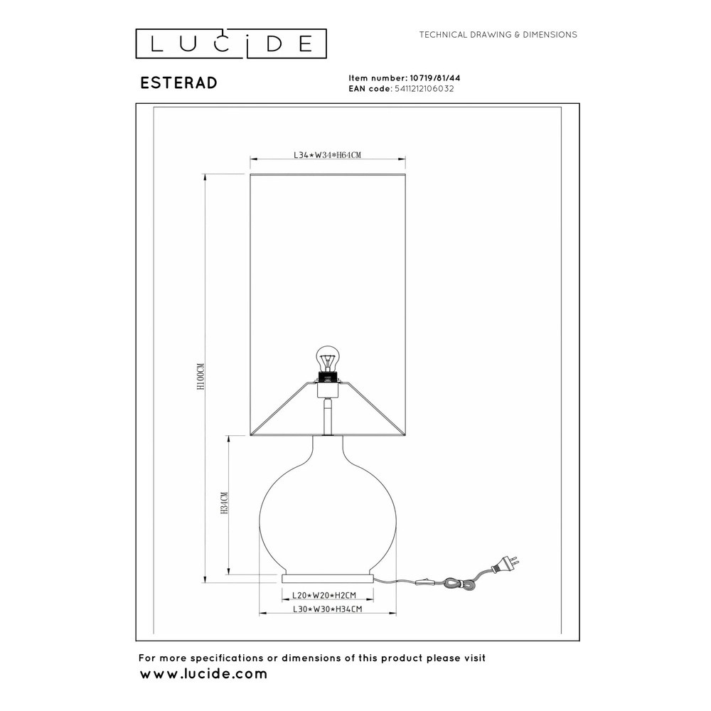 Vloerlamp Esterad okergeel Lucide 5411212106032