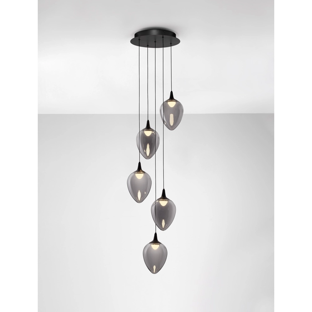 Hanglamp Nali 5-lichts smoke glas Lyora 5212017477781