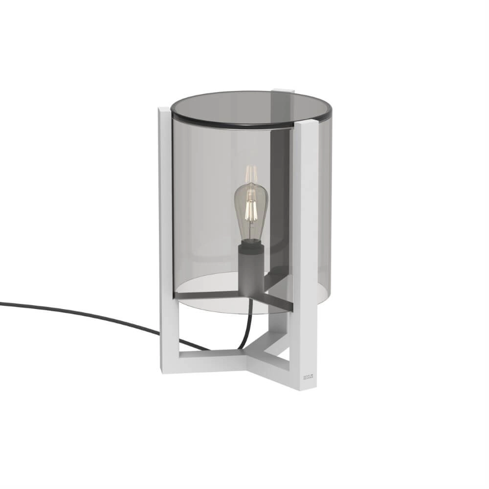 Tafellamp 50cm Tristar wit met smoke glas Tafellamp 50cm Tristar wit met smoke glas