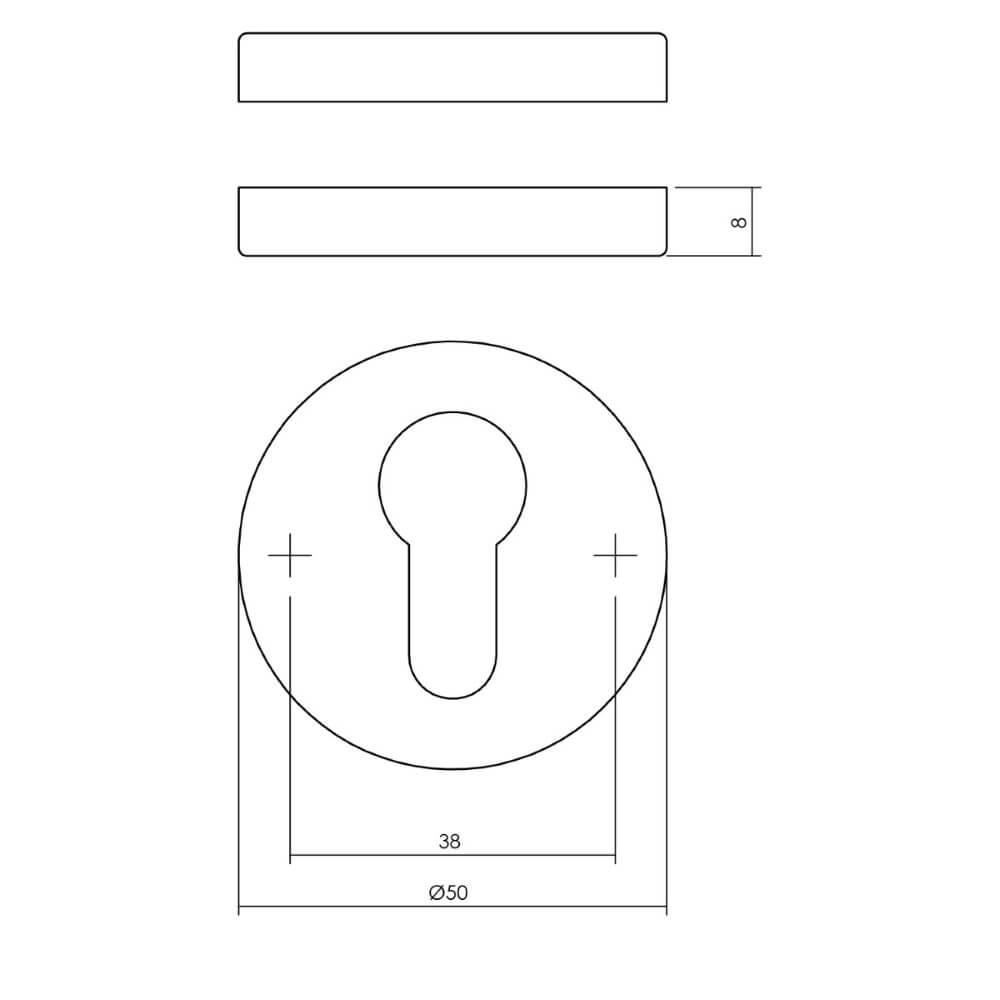 Set van 2 cilinderrozetten Tira rond nikkel verdekt Intersteel 8714186648421