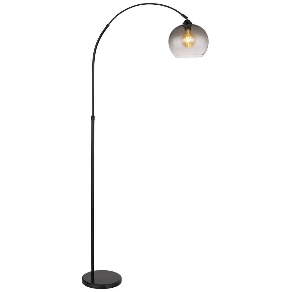 Zwarte booglamp Newcastle bol smoke glas