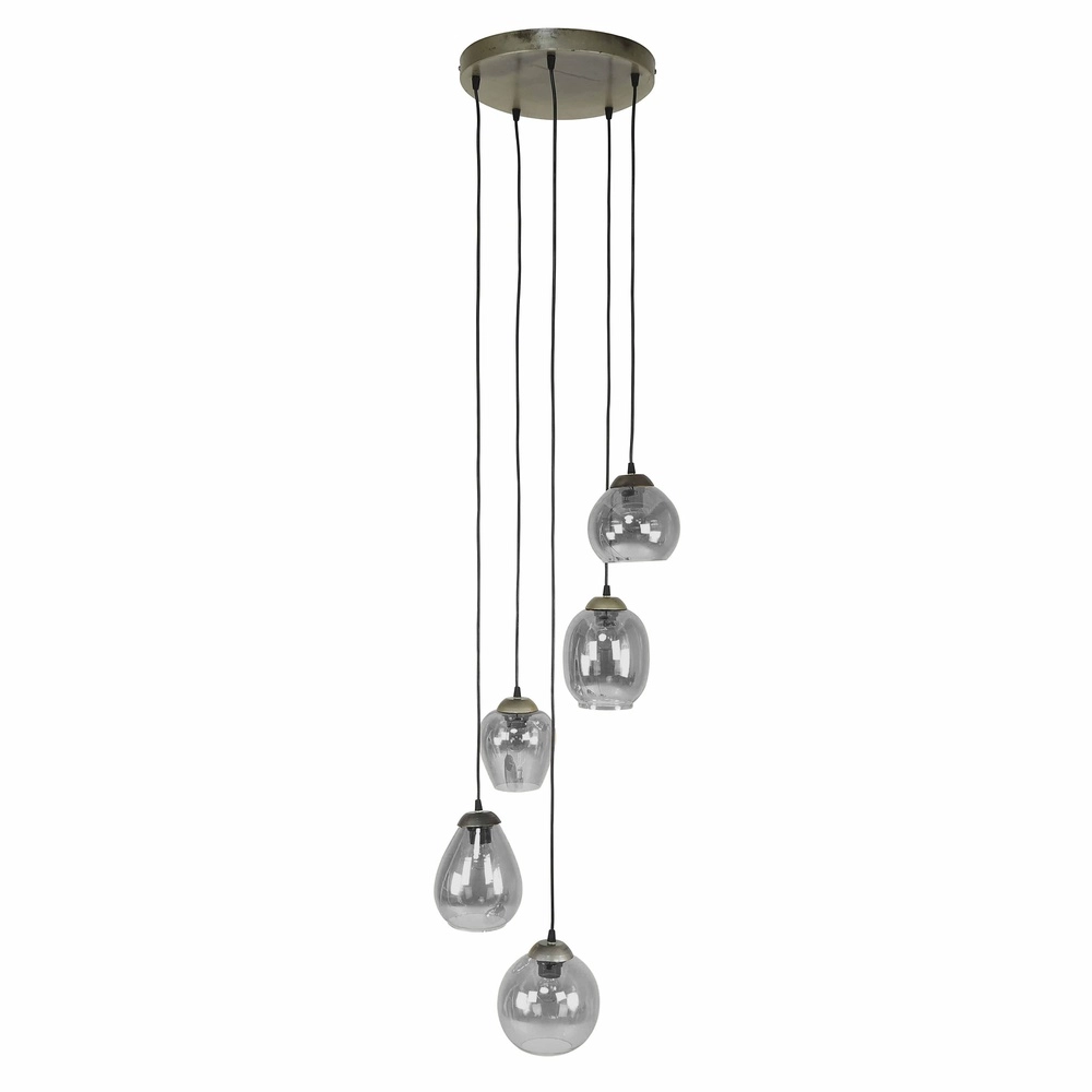 Eettafel hanglamp Mix 5x E27 - Ø 43cm - smoke glas Lyora 8716803512290