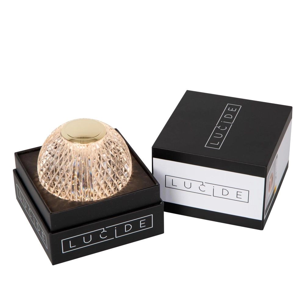Gouden tafellampje Cintra oplaadbaar Ø 9cm - 3000K Lucide 5411212134356