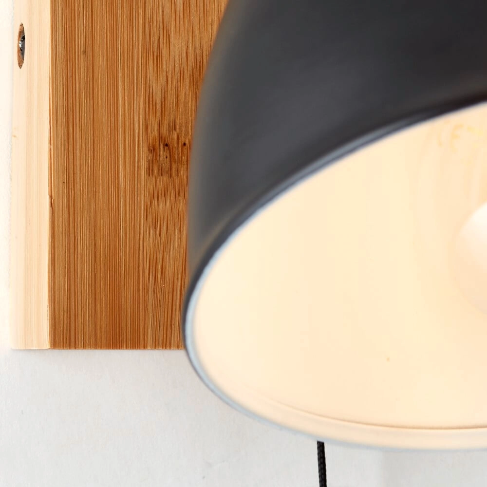 Wandlamp Celia zwart met bamboe Brilliant 4004353411403