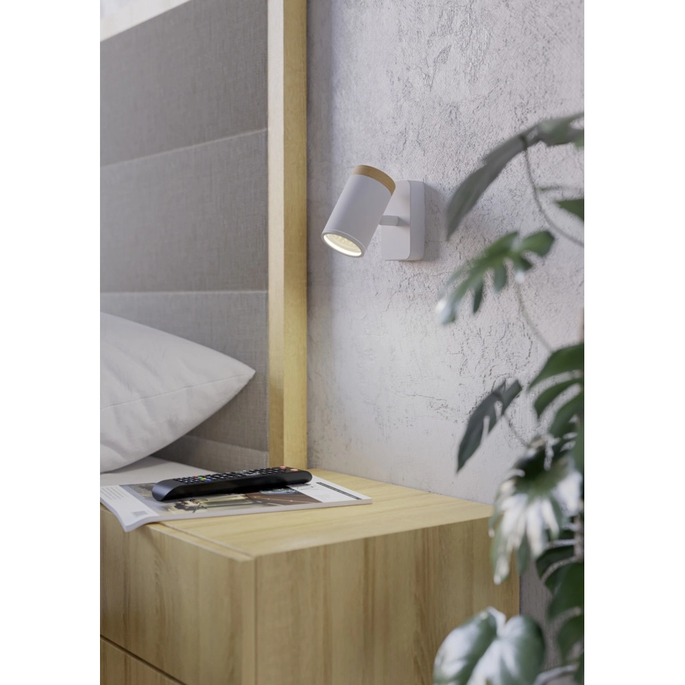 Wandlamp Consuma enkel wit met hout Eglo 9008606323678