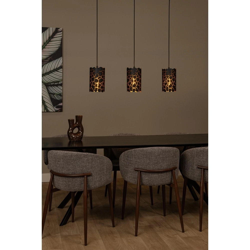 Hanglamp Almelo 3-lichts zwart met gouden binnenkant Lucide 5411212211873