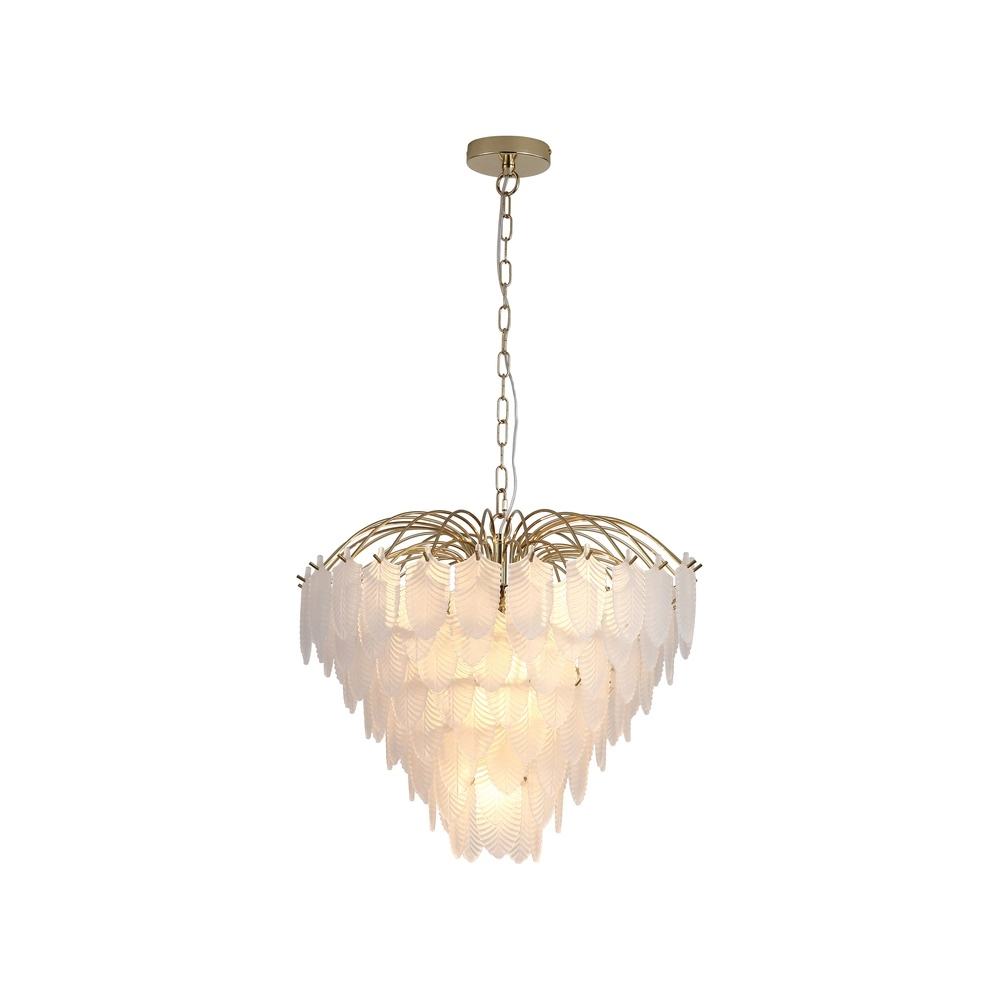 Wandlamp Feather goud met wit glas
