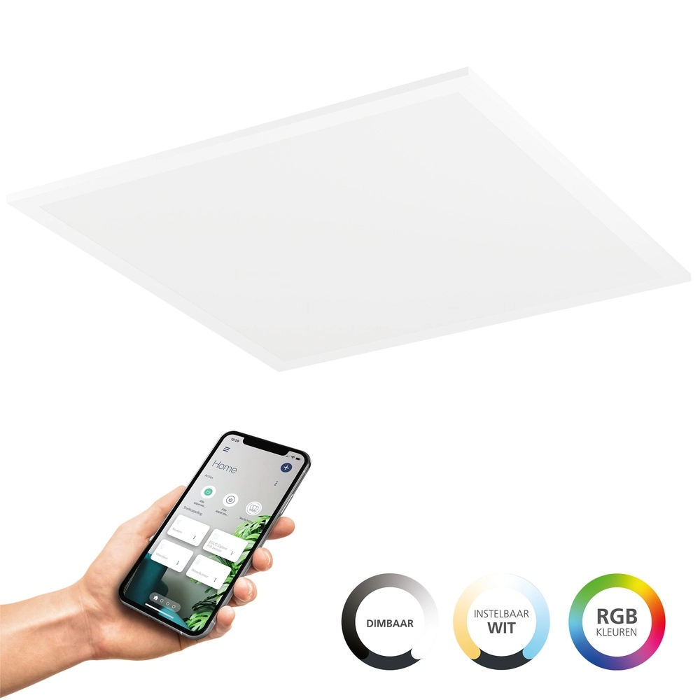 Smart plafondlamp Moradillo-Z wit vierkant 39,3cm Smart plafondlamp Moradillo-Z wit vierkant 39,3cm