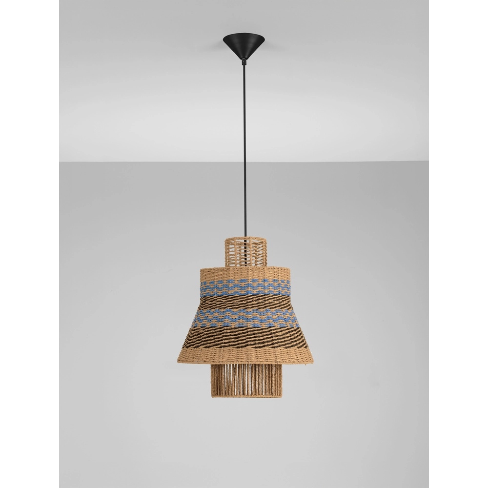 Rotan hanglamp Mande blauw met bruin Lyora 5212017477354