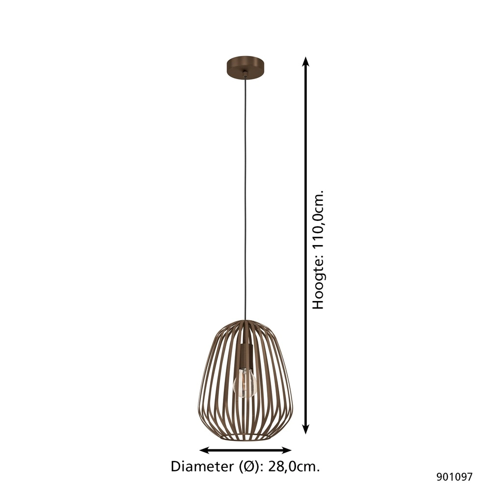 Bronzen hanglamp Espinal Ø 28cm - 1x E27 Eglo 9008606312580