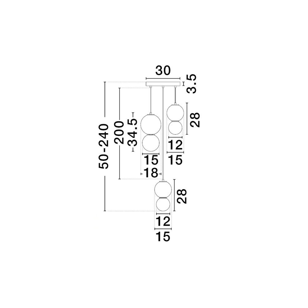 3-light pendant lamp Noesis design Lyora 5212017483737