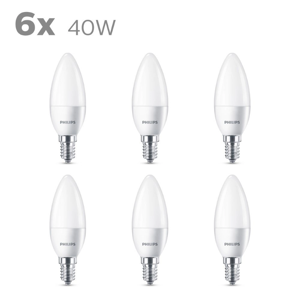 5,5W - E14 - 2700K - 470 lumen set van 6 Philips 8718696509487