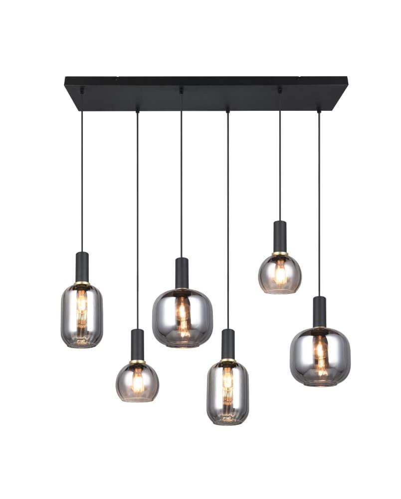 Eetkamer hanglamp Diva 6-lichts - smoke glas Trio 4017807614572
