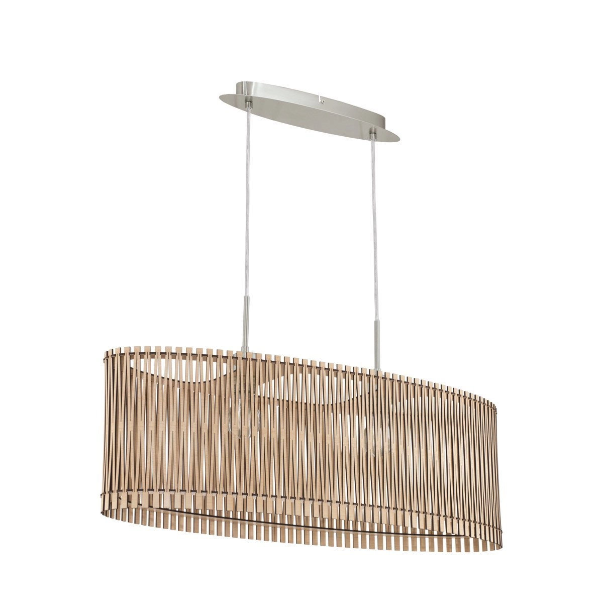 Hanglamp Sendero Oval nikkel mat met licht houtbruin Hanglamp Sendero Oval nikkel mat met licht houtbruin