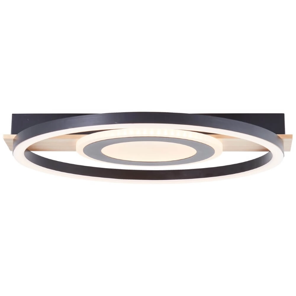 Plafondlamp Maureen Ø 37cm zwart met hout Brilliant 4004353420078