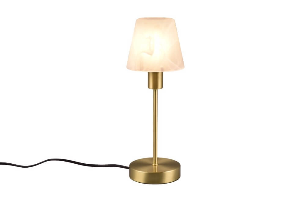 Tafellampje Luis Ii goud met wit glas
