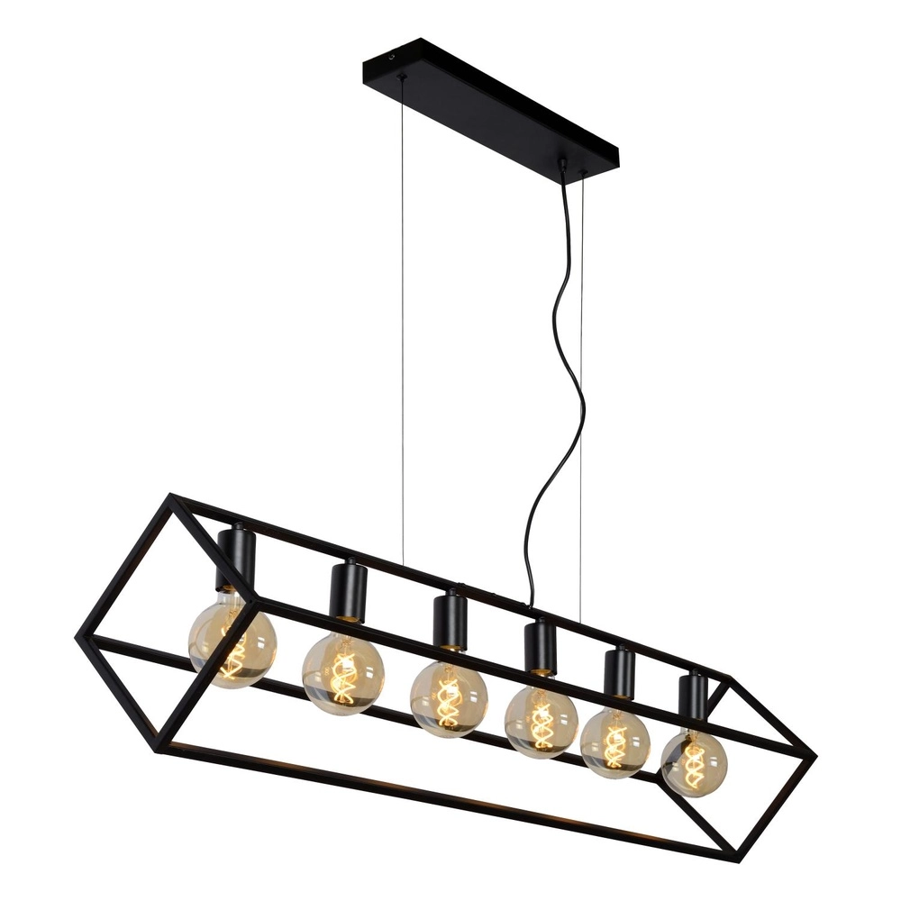 Moderne hanglamp Fabian 6-lichts zwart Lucide 5411212010810