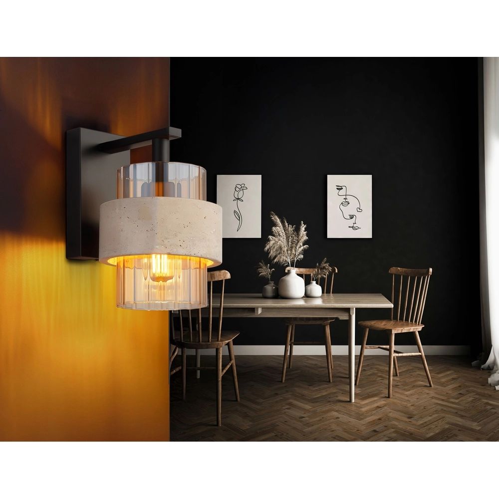 Wandlamp Daren zwart met marmer Globo 9007371589661