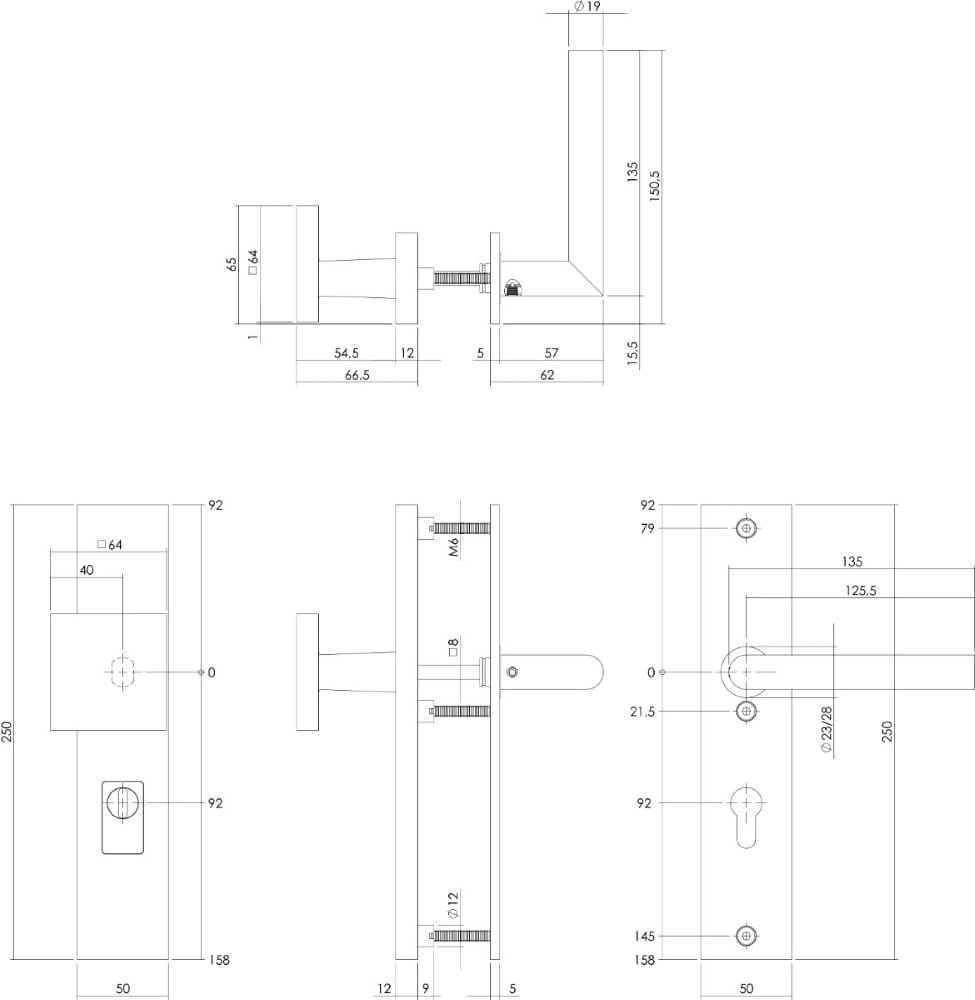 Voordeurbeslag recht Vurano PC 92mm RVS getrommeld Intersteel 8714186697641
