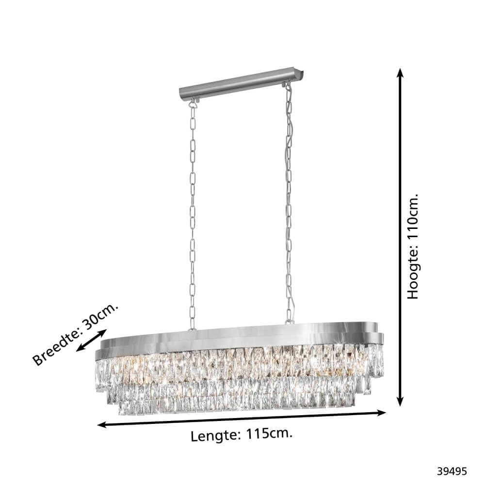 Eetkamer kroonluchter Valparaiso 1 chroom 115cm Stars of Light 9002759394950