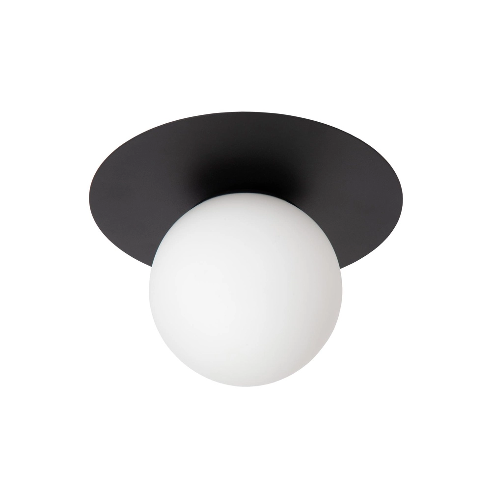 Plafondlamp Tricia zwart met witte bol