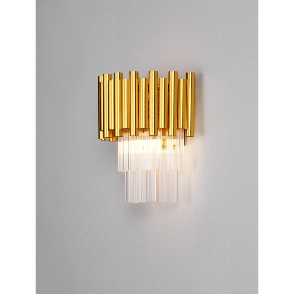 Wandlamp Magnolia goud met kristal