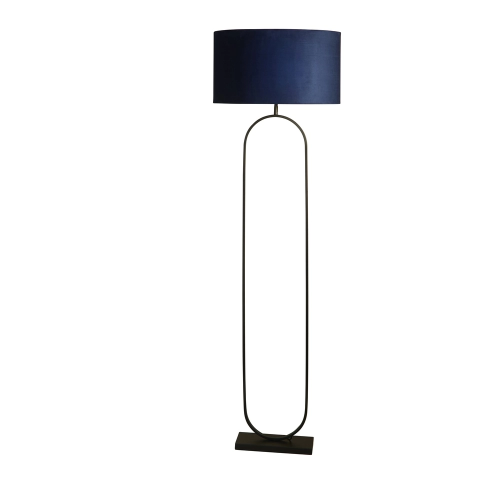 Vloerlamp Modish zwart met blauwe kap Vloerlamp Modish zwart met blauwe kap