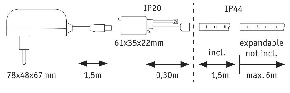 2700-6500K MaxLED 250 1,5m set - IP44 Paulmann 4000870798768