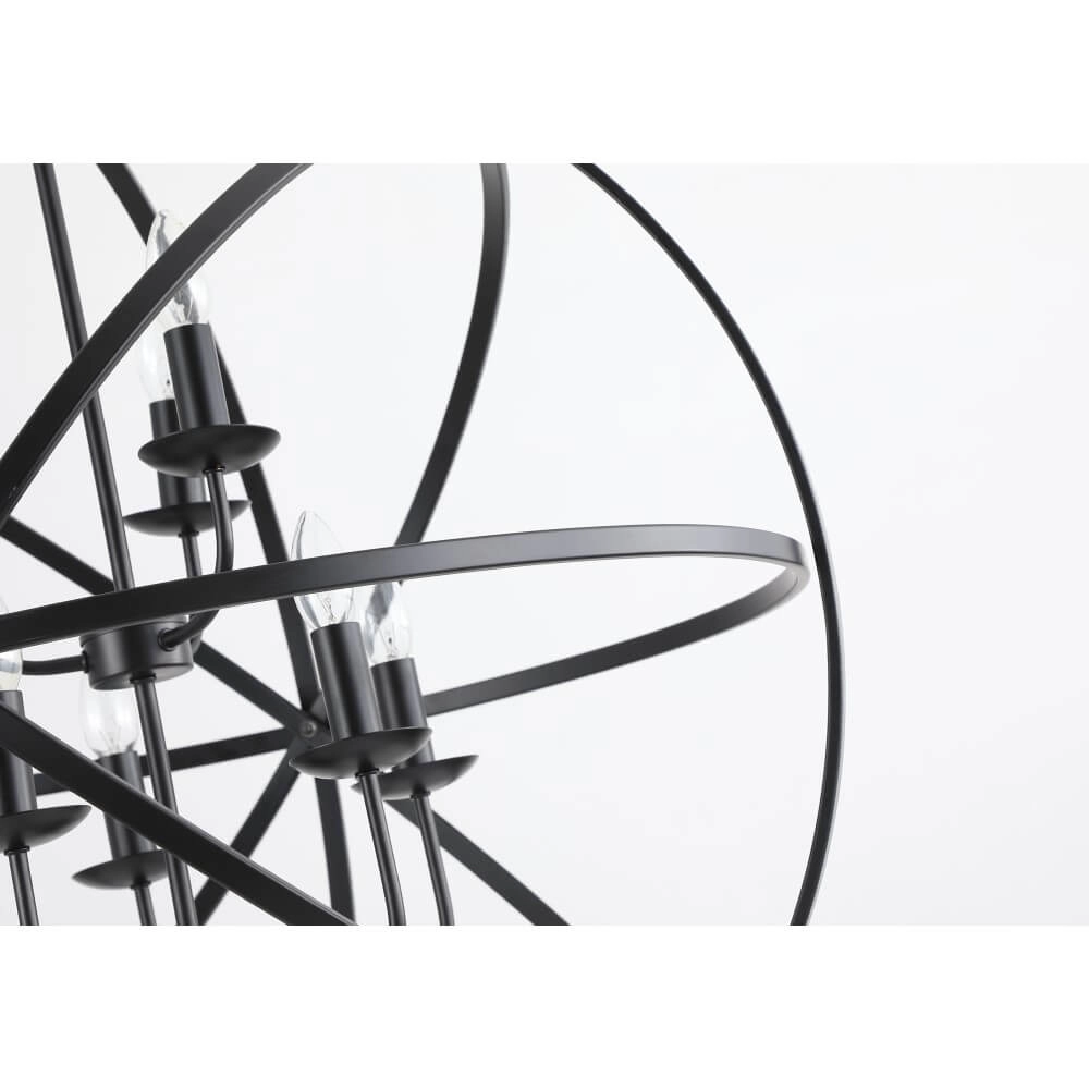 Antieke hanglamp Orbit 8-lichts zwart Searchlight 5053423271927