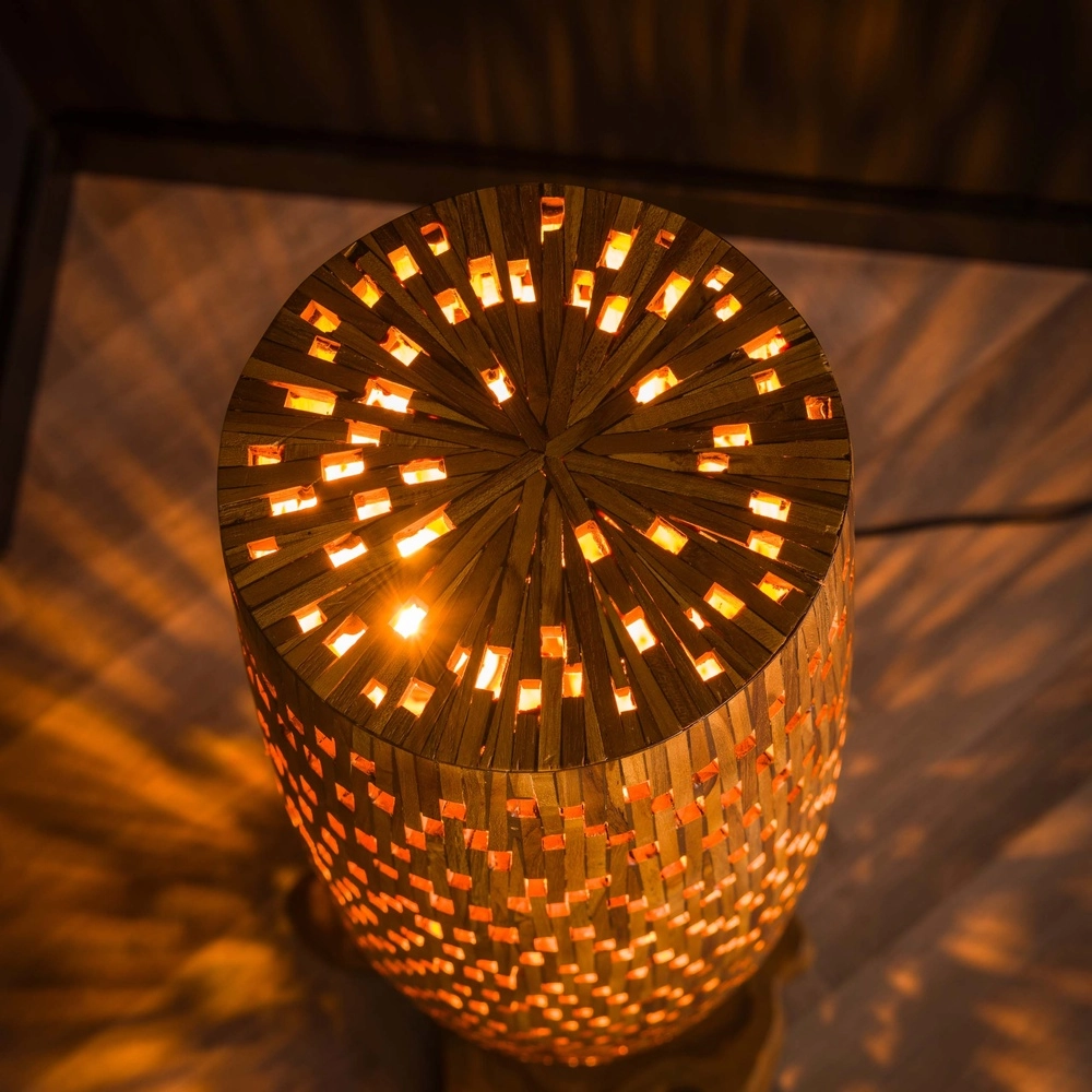 Houten vloerlamp Bars teak - 104cm - Ø 40cm Lyora 8716803512788